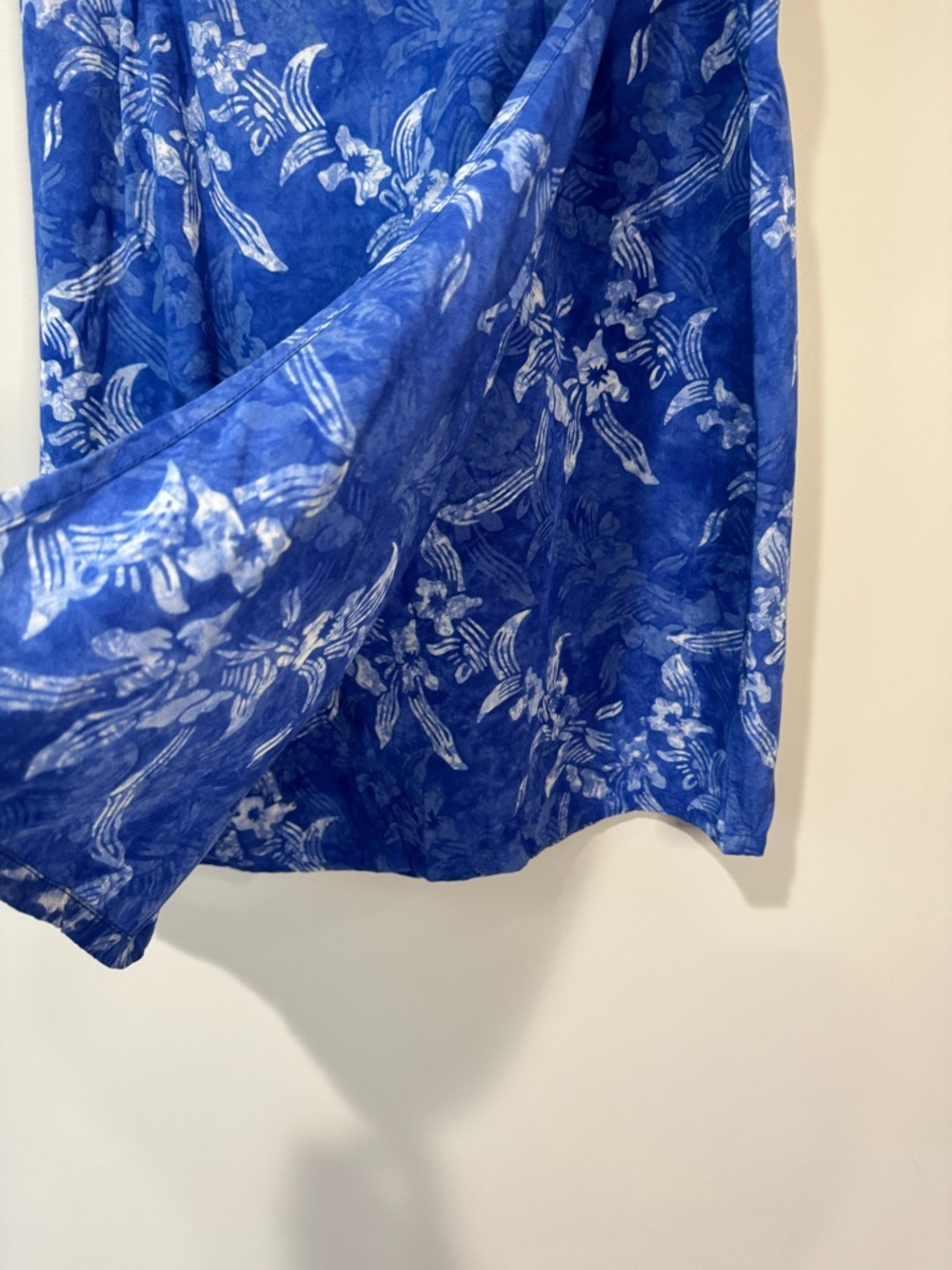 NTCO Nomadic Traders Women's Blue Floral Rayon Wrap Skirt Tropical Resort Boho M - Picture 3 of 9